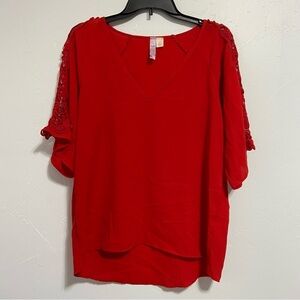 Alya Women's Small Red Blouse Made in USA